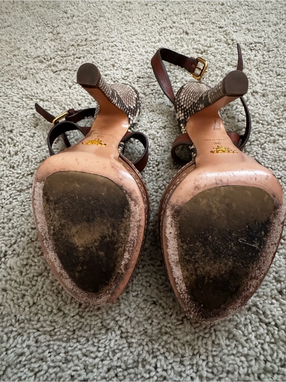 Prada Snakeskin Crisscross Platform Sandals Size 38 - Picture 12 of 12